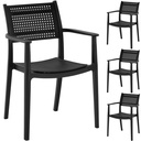 Plastic chair with openwork back for terrace balcony 4 pcs black.