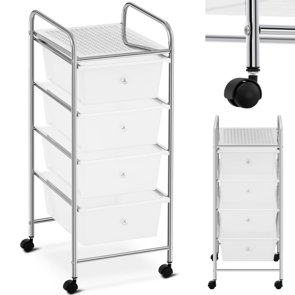Bathroom cosmetic organizer cart with 4 drawers up to 28 kg 37 x 32.5 x 76 cm