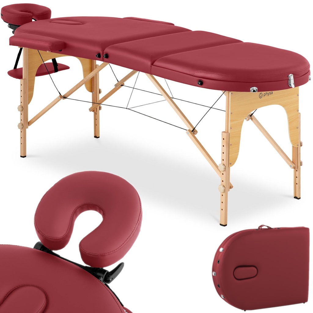 Portable massage bed table foldable with wooden frame Colmar Red up to 227 kg red