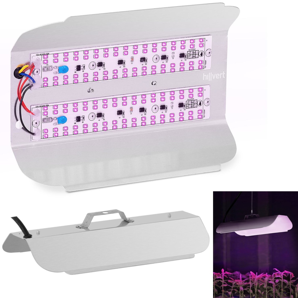 Viso spektro augalų augimo lempa 25 x 17 cm 136 LED 100 W sidabrinė