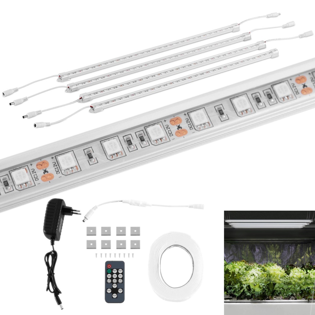 Augalų augimo lempa 120 LED 50 cm 20 W 4 vnt. sidabrinė