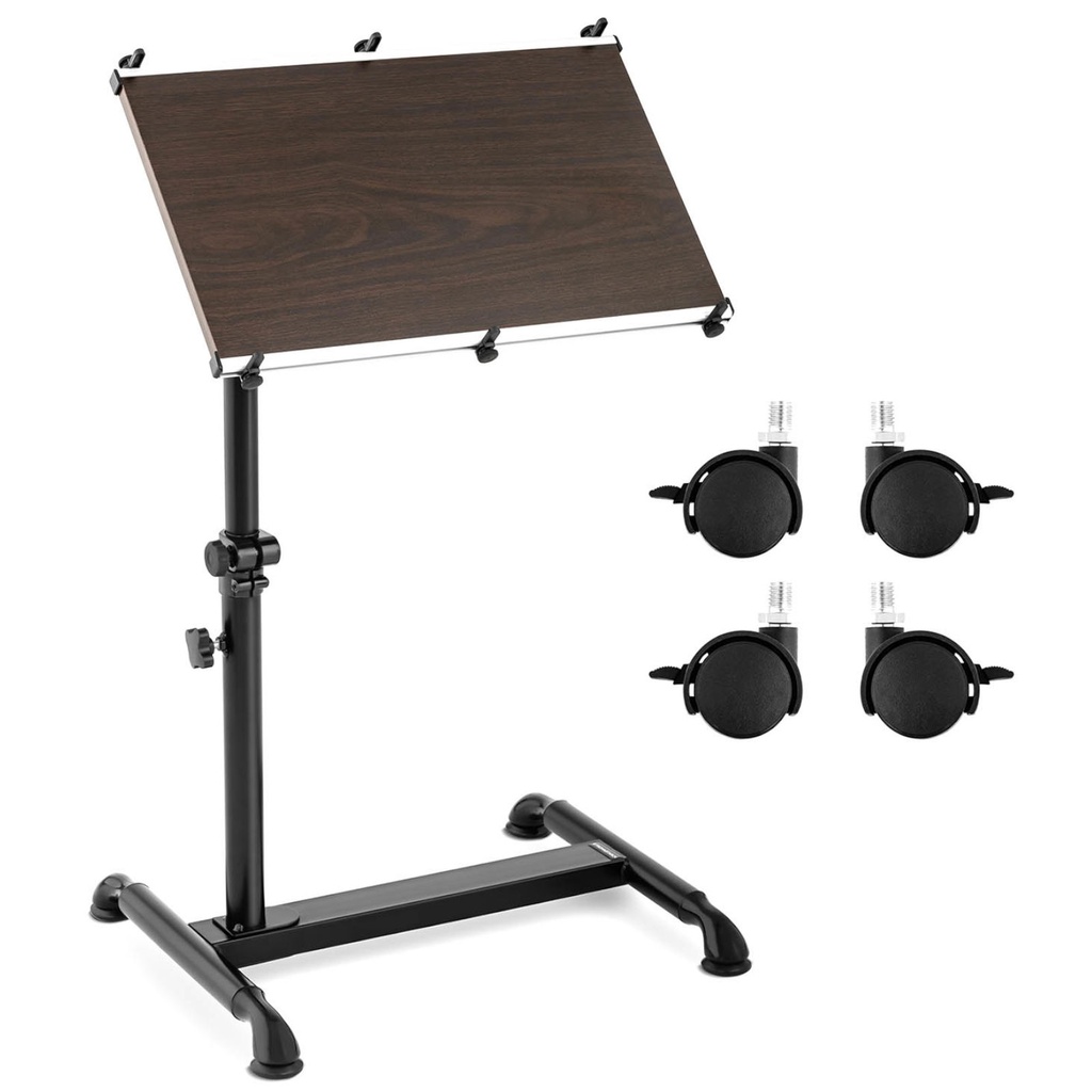 Laptop stand table foldable mobile on wheels adjustable height 55-80 cm max 5 kg.