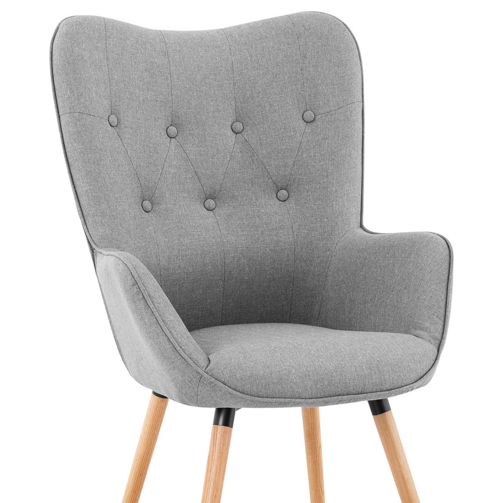 Scandinavian upholstered chair with high back grey