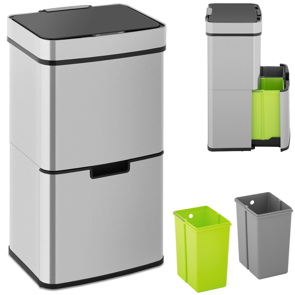 Automatinė be lietimo automatinė šiukšliadėžė su judesio jutikliu 30 cm - 3 krepšiai 62 l