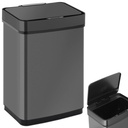Taisnstūra bezkontakta automātiskā atkritumu urna ar kustības sensoru 30 cm 50 l BLACK