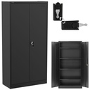 Metal office cabinet for documents 4 shelves with hinged doors height 180 cm ANTHRACITE