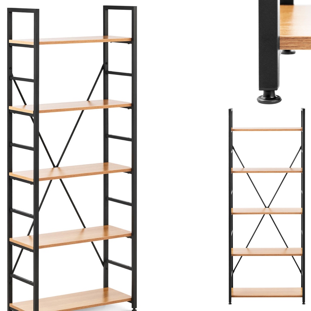Bookcase loft decoration industrial max 150 kg 5 shelves