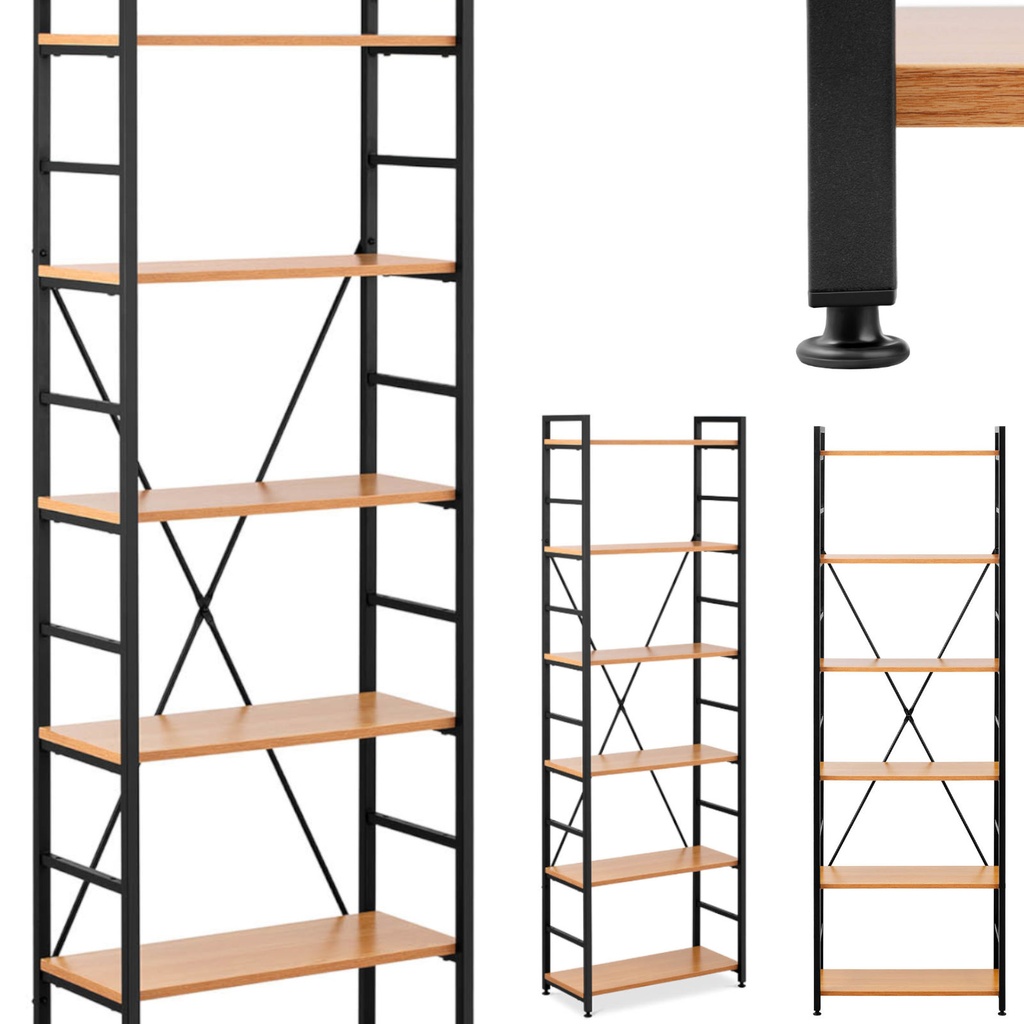 Bookcase loft decoration industrial max 150 kg 6 shelves