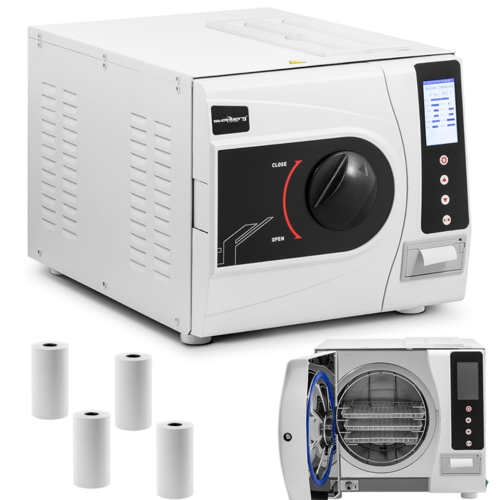 Spiediena tvaika autoklāvs instrumentu sterilizācijai 6 programmas B klases printeris LCD 23 l