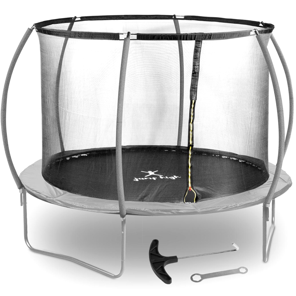 Garden trampoline with net and spring cover ¶ 305 cm up to 100 kg black-gray