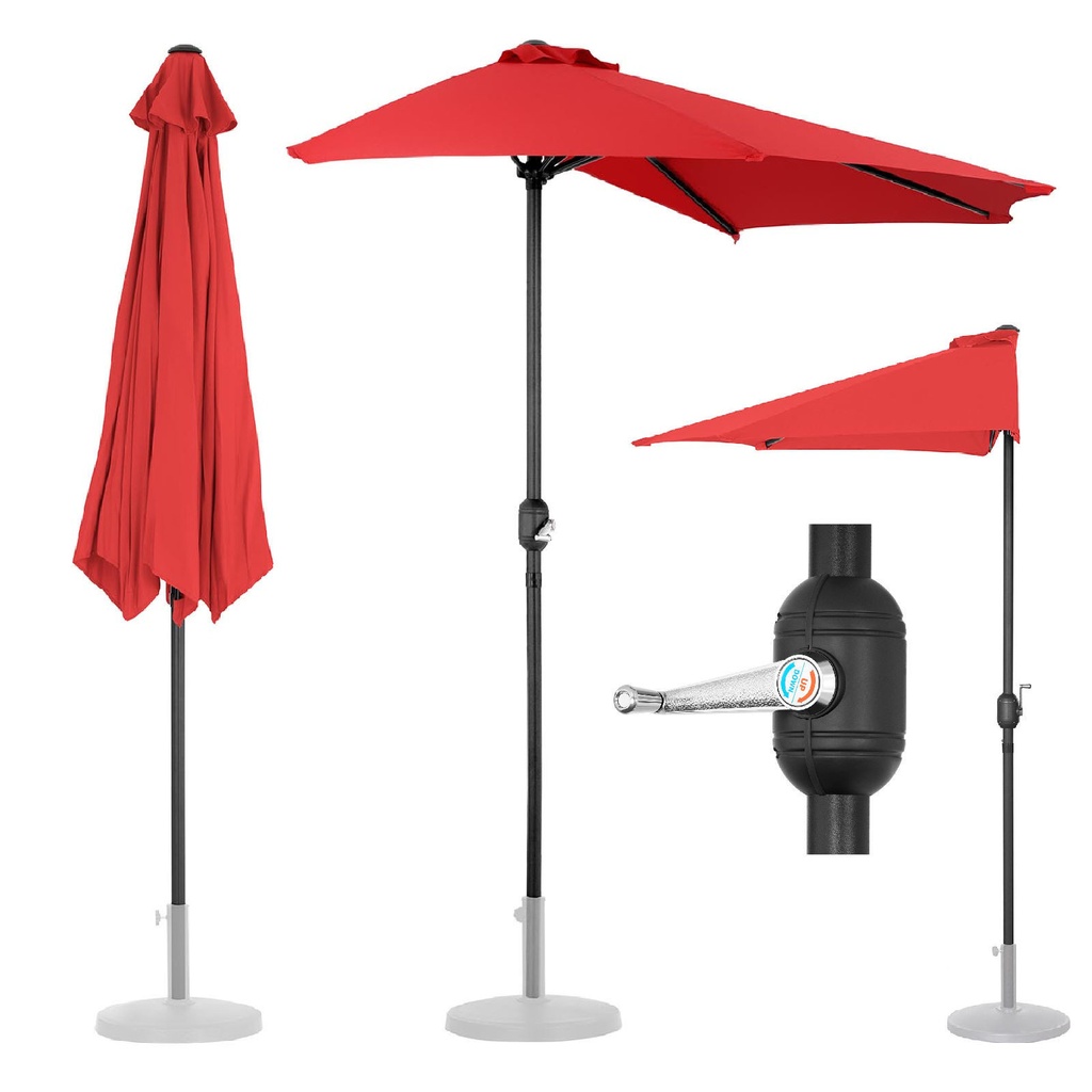 Semi umbrella wall balcony terrace semi-circular 270 x 135 cm red