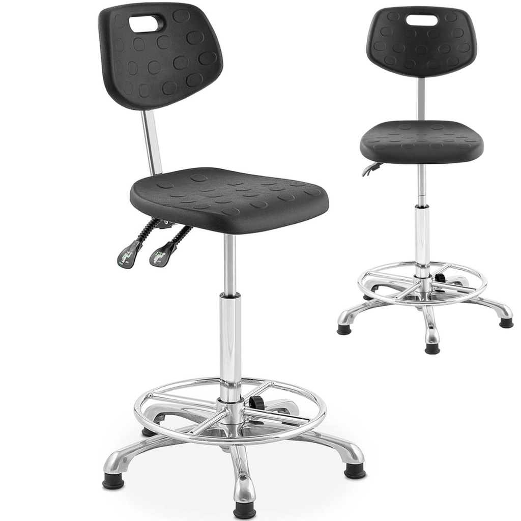 Workshop chair with backrest footrest CHROM up to 120 kg 515-780 mm black