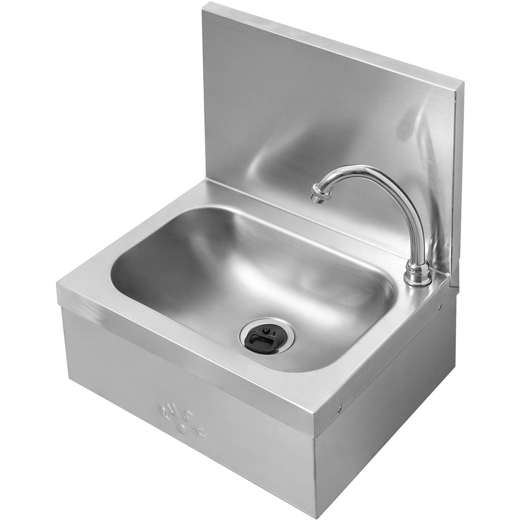 Touchless washbasin sink with knee switch faucet wall-mounted STAL 230x340x115 mm