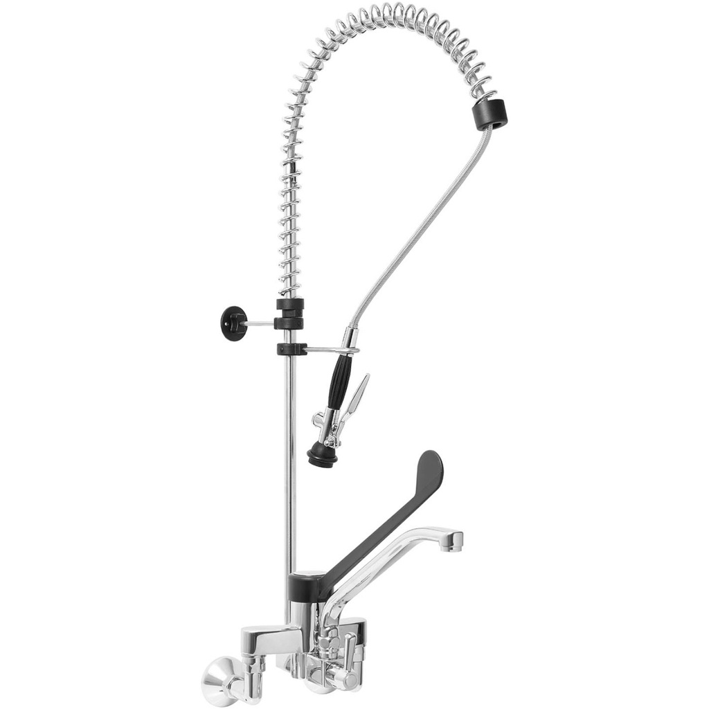 Kitchen sink mixer with pull-out spout elbow lever 100 cm