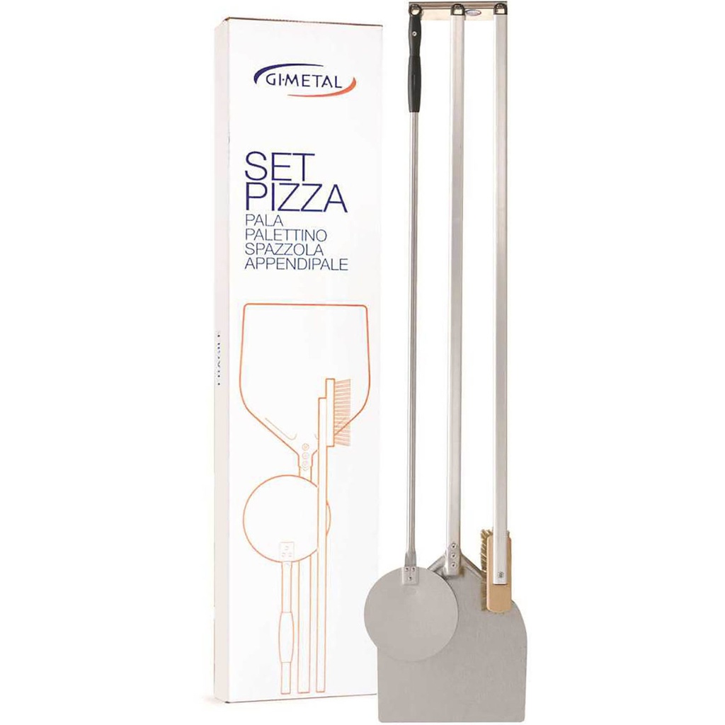 Accessory set of pizza tools 2 shovels brush hanger 4 el.