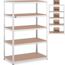 Metāla glabāšanas plaukts 5 plaukti 750 kg 120 x 60 x 180 cm pelēks