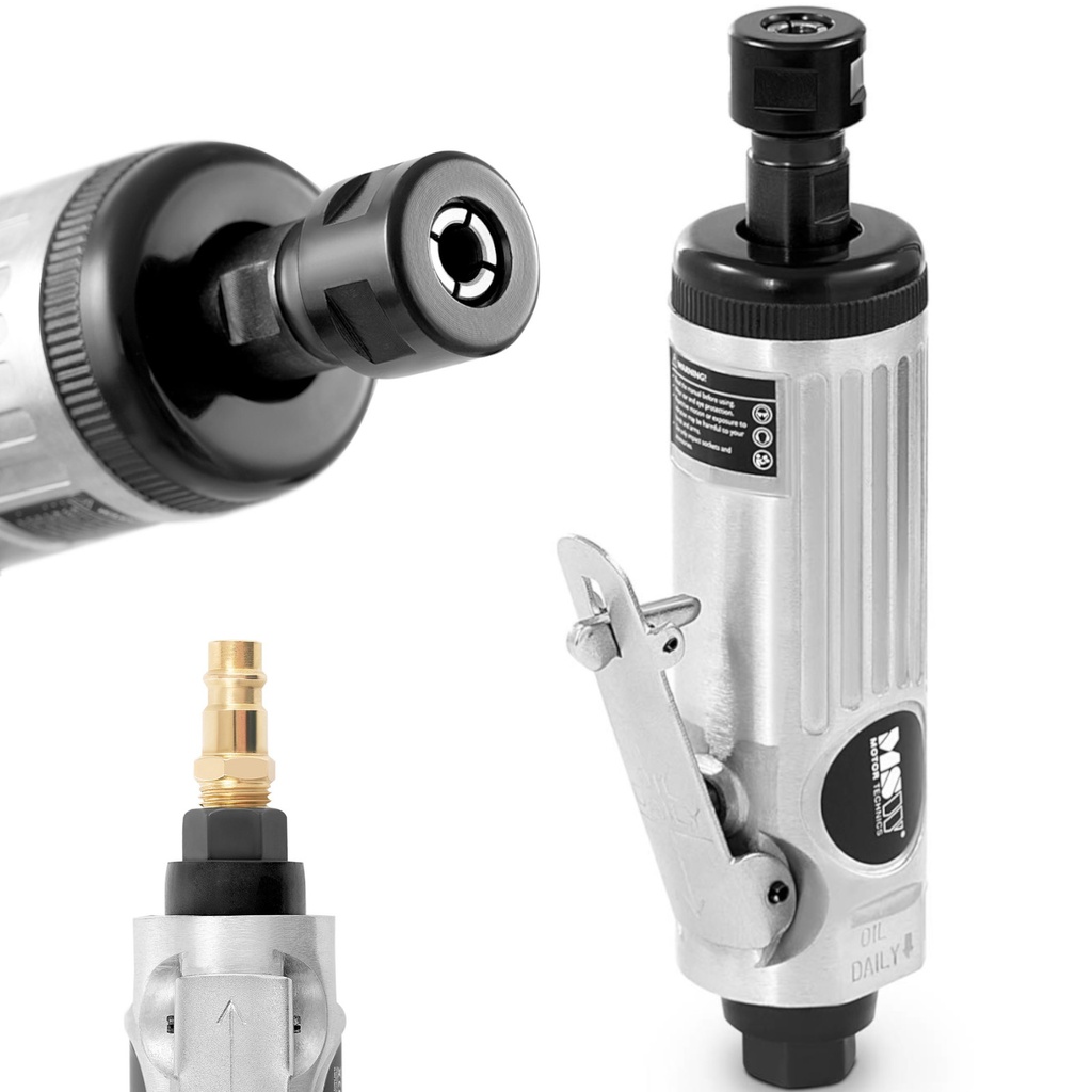 Pneumatic straight mandrel grinder 25000 rpm 1/4'' KIT 15 pcs.