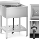 Food service single bowl pool sink with shelf and rim 60 x 60 x 94 cm