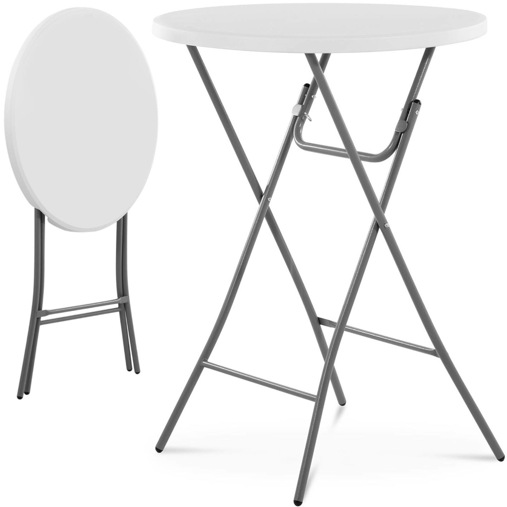 Round catering bar table folding white table up to 100 kg diameter 80 cm x 110 cm.