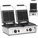 Rectangular double waffle maker for 4 Belgian waffles 2 x 2000 W.