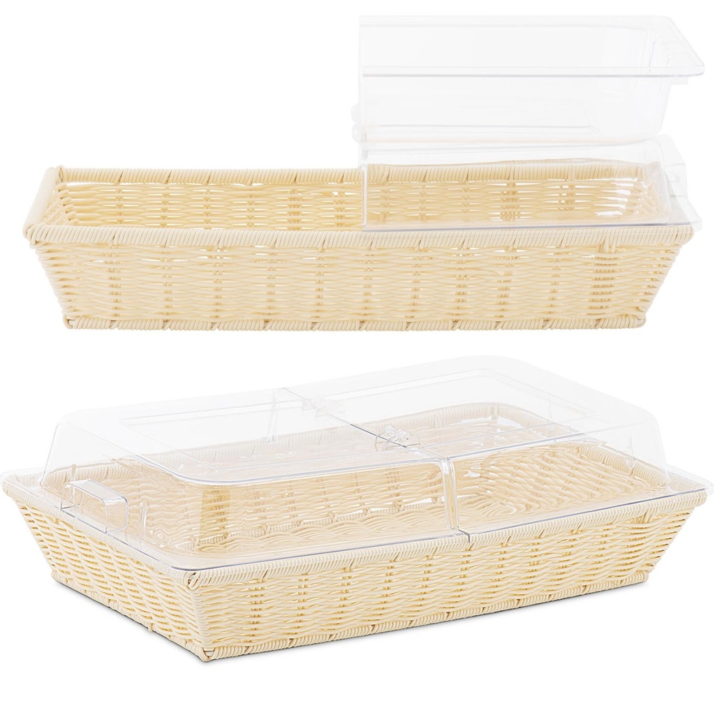 Fruit buffet display basket for bread with lid 530 x 328 x 140 mm