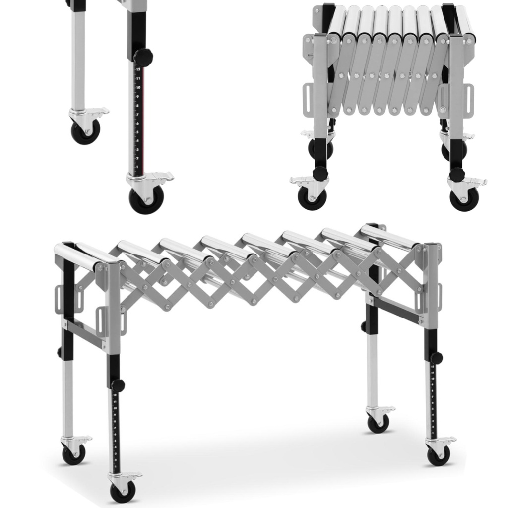 Ritininis konvejerio stalas, sulankstomas 9 ritiniais iki 130 kg 145 x 59 x 96 cm