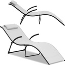 FALA folding beach lounger with headrest up to 160 kg light grey