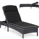 Rattan lounger with adjustable backrest upholstery up to 160 kg black