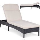 Rattan lounger with adjustable backrest upholstery up to 160 kg beige
