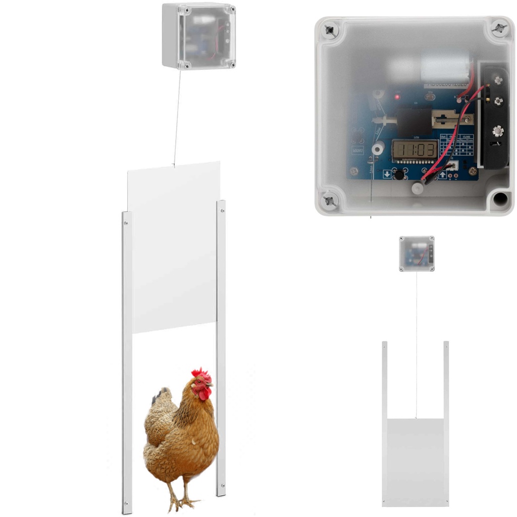 Automatic poultry house door flap with light sensor LCD battery power supply