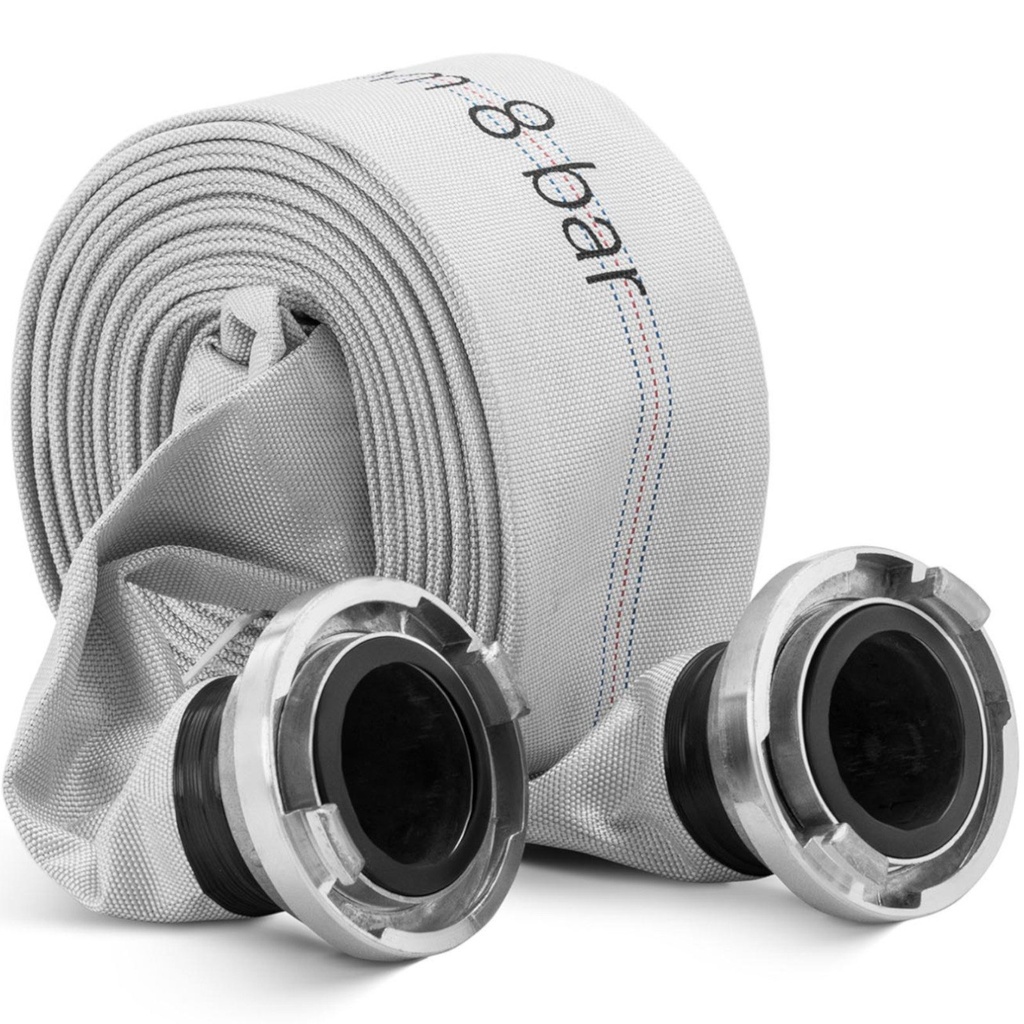 Ugunsdzēsēja plakano putu ūdens šļūtene ar 3'' storz savienotāju 76 mm 8-24 bar 20 m