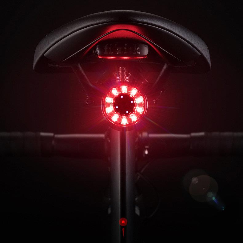 LED aizmugurējā velosipēda gaisma ar mikro USB sarkana gaisma 5 režīmi melns