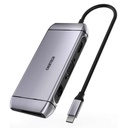 Daugiafunkcinis USB šakotuvas SD ir TF kortelių skaitytuvas HDMI 4K VGA Full HD RJ45 9in1 pilkos spalvos
