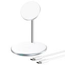 Qi 15W bezvadu lādētājs iPhone un AirPods + MagSafe magnētiskais turētājs sudraba krāsā
