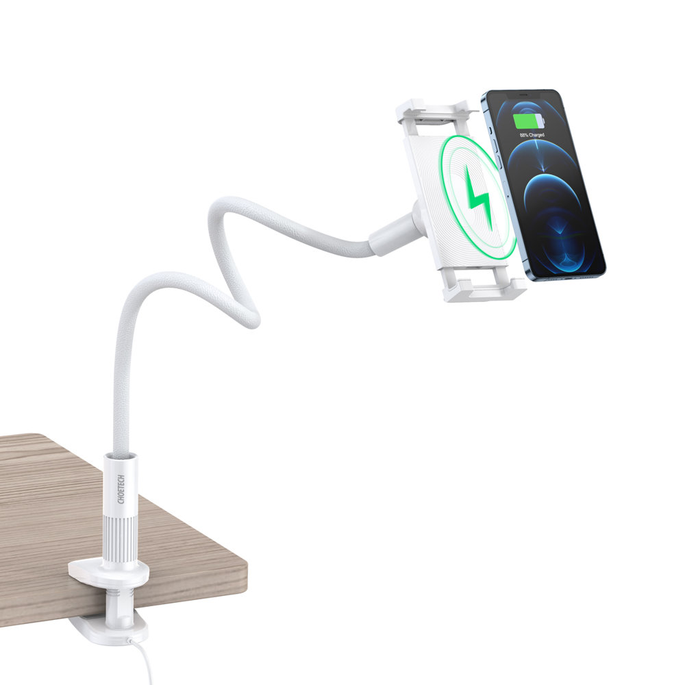 Flexible phone holder with wireless charger 10W white