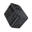 Ātrā lādētāja ceļojuma kontaktdakša EU UK USA AUS 3xUSB 30-65W melns