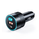 Ātrs auto lādētājs 130W 2xUSB-C + USB-A melns