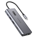 Daudzfunkcionāls adapteris HUB ar displeju USB-C USB-A VGA AUX SD TF 12in1 pelēks