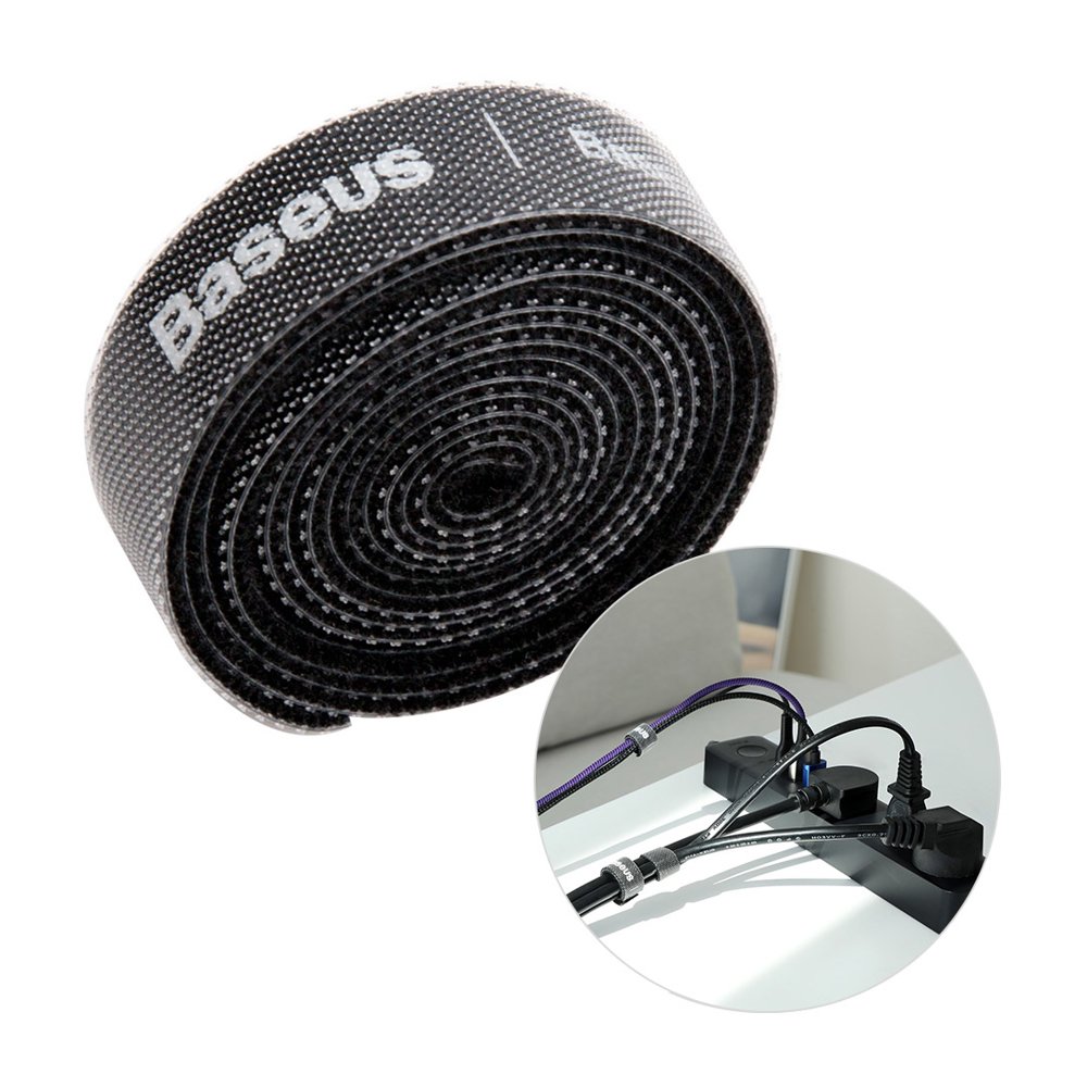 Kabelių organizatoriaus "Velcro" juosta 1 m juoda