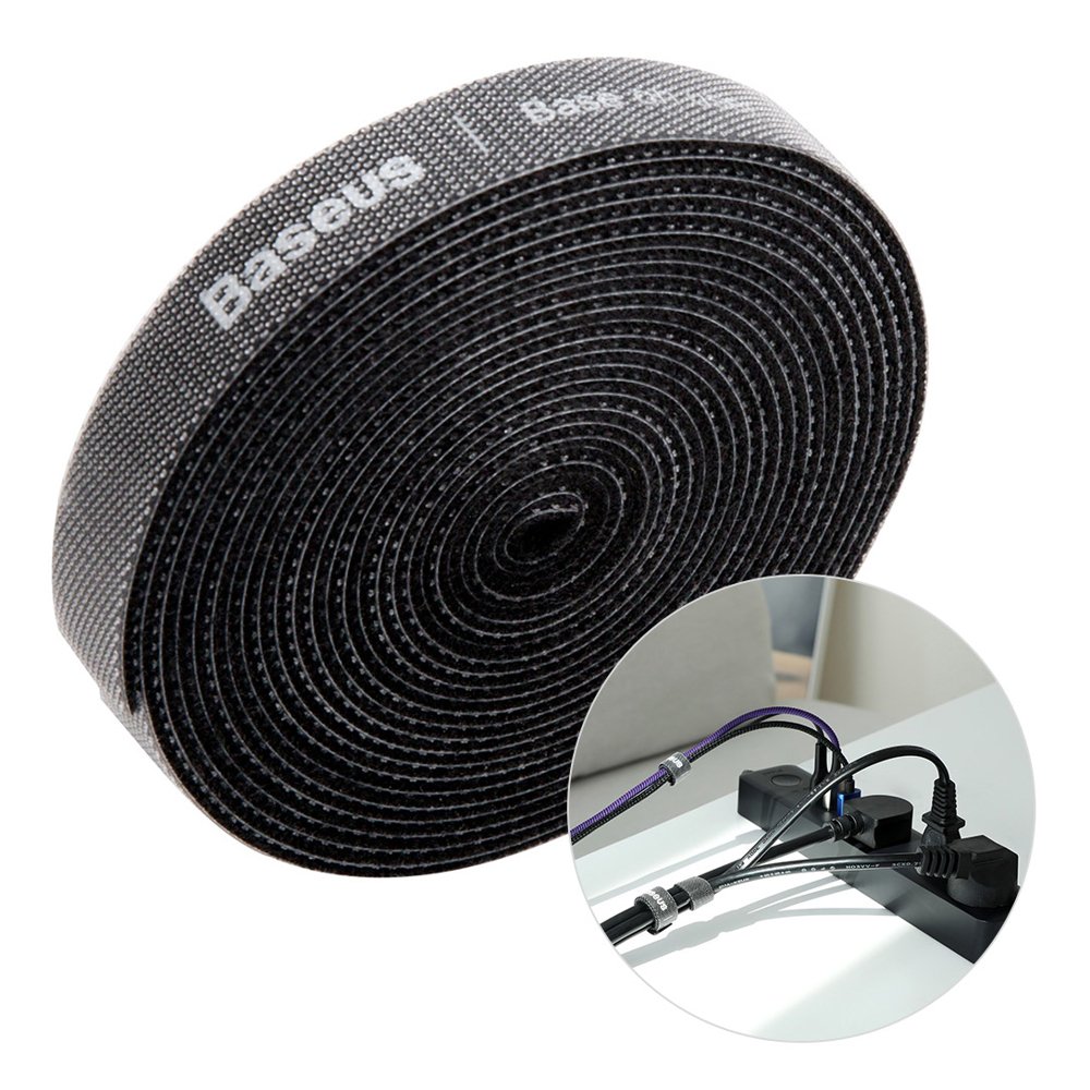 Kabelių organizatoriaus "Velcro" juosta 3 m juoda