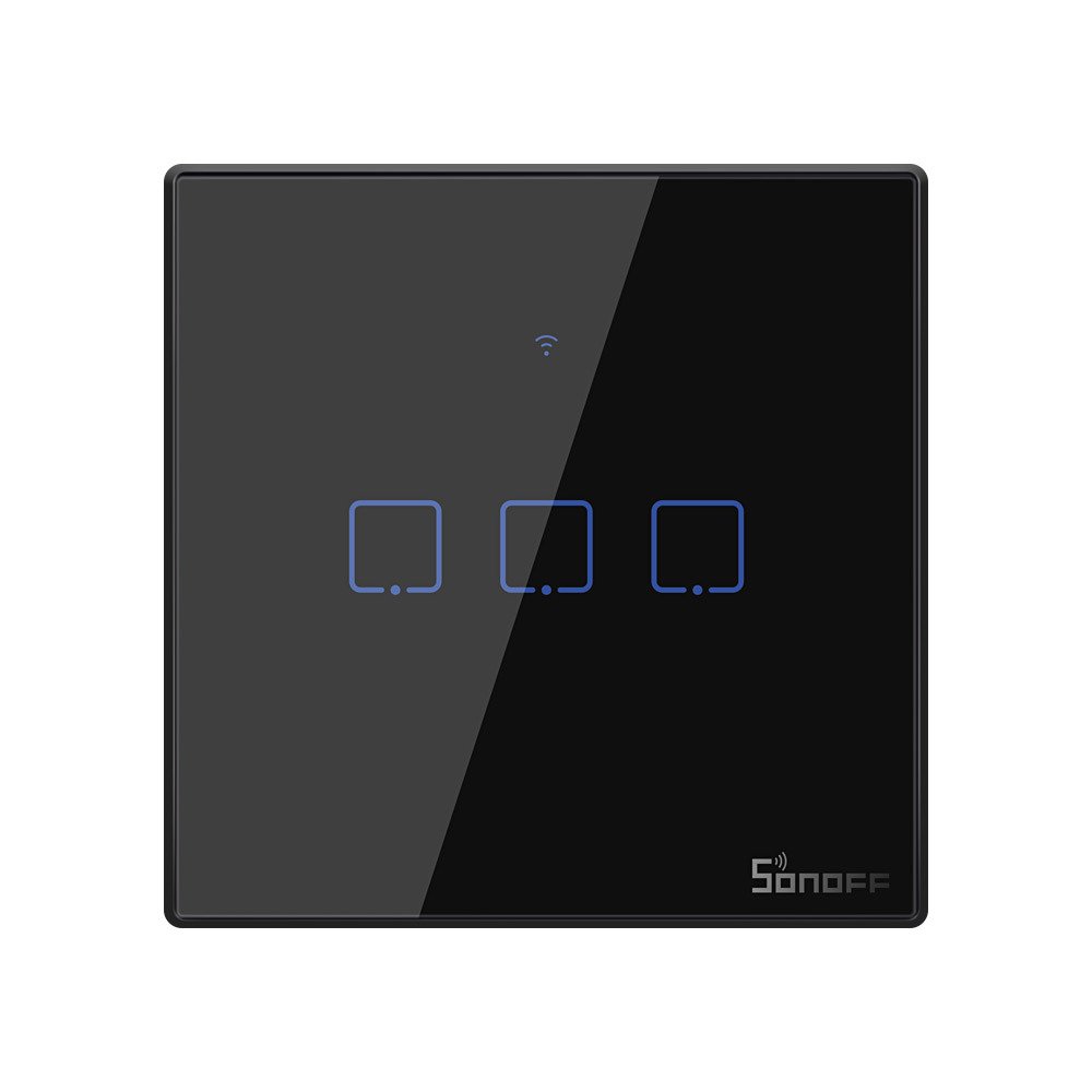 Three-channel touch light switch WiFi 433 MHz RF button black T3EU3C-TX