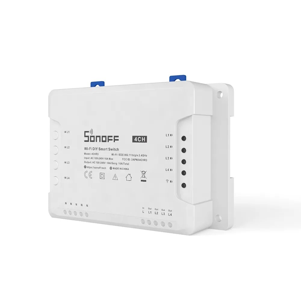Inteliģentais 4 kanālu WiFi strāvas slēdzis balts 4CHR3