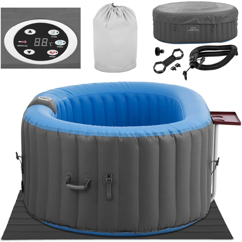 Garden inflatable Jacuzzi 100 massage jets 2 person 550 l blue-grey