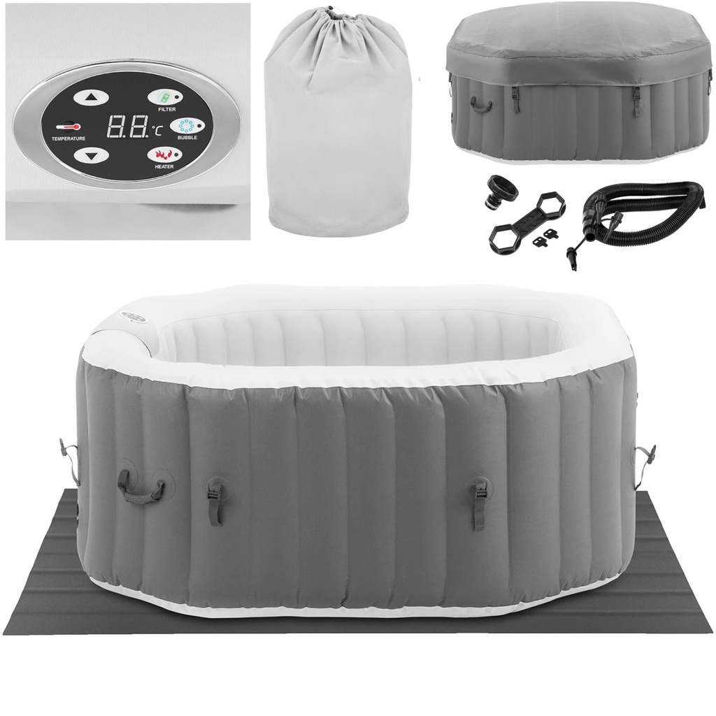 Garden inflatable Jacuzzi 110 massage jets 4 person 600 l grey and white