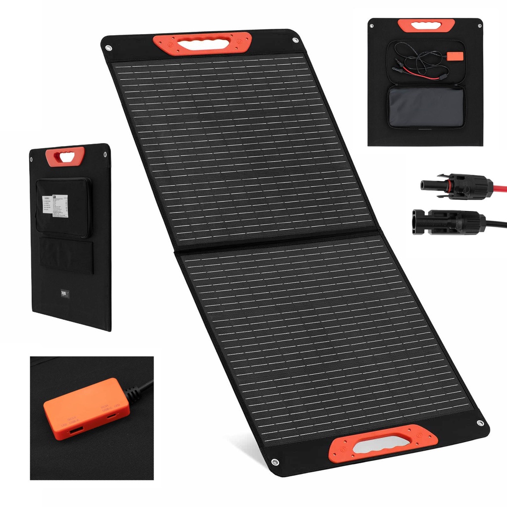 Solar charger solar panel folding tourist camping 2 x USB 100 W.