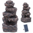 Solar garden cascade fountain multilevel with LED lighting rock pattern 6 W.