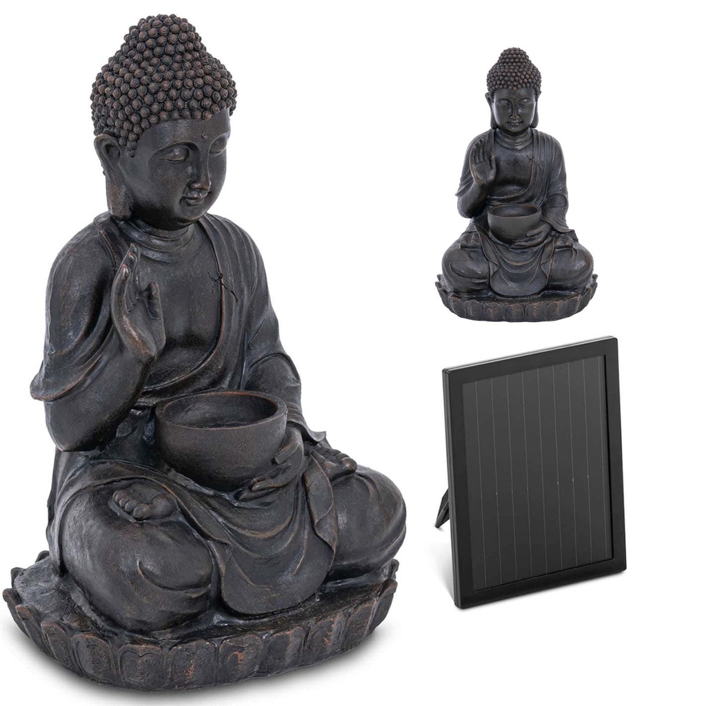Saules dārza kaskādes strūklaka ar LED budda 1,2 W apgaismojumu