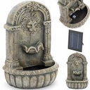 Solar wall mounted garden cascade fountain with LED lighting lion's head 2 W.
