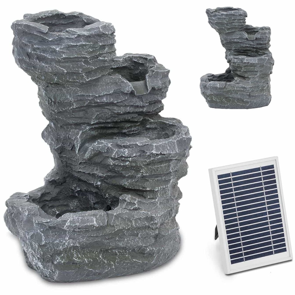 Solar garden cascade fountain with LED lighting 4 levels 3 W.