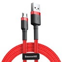 Stiprus lankstus USB microUSB kabelis QC3.0 2.4A 1M raudonos spalvos